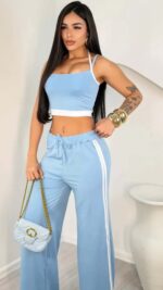 conjunto cropped + calça listras - Imagem 2
