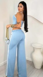 conjunto cropped + calça listras - Imagem 3